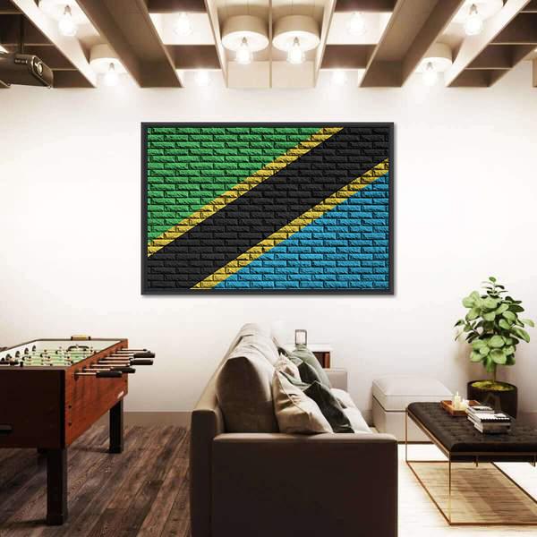 Tanzania Flag Canvas Wall Art-5 Horizontal-Gallery Wrap-22" x 12"-Tiaracle