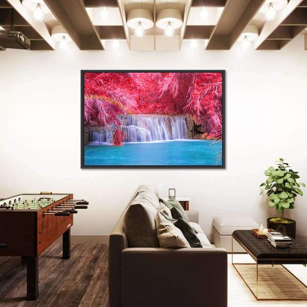 Tat Kuang Si Waterfalls At Luang Prabang Laos Canvas Wall Art-1 Piece-Floating Frame-36" x 24"-Tiaracle