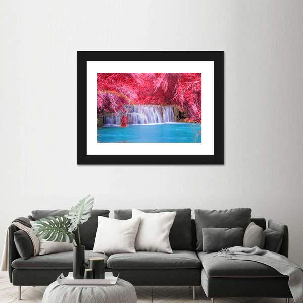 Tat Kuang Si Waterfalls At Luang Prabang Laos Canvas Wall Art-1 Piece-Framed Print-30" x 20"-Tiaracle