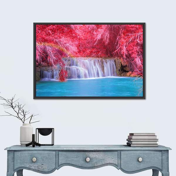 Tat Kuang Si Waterfalls At Luang Prabang Laos Canvas Wall Art-5 Horizontal-Gallery Wrap-22" x 12"-Tiaracle
