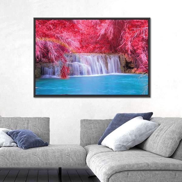 Tat Kuang Si Waterfalls At Luang Prabang Laos Canvas Wall Art-5 Horizontal-Gallery Wrap-22" x 12"-Tiaracle