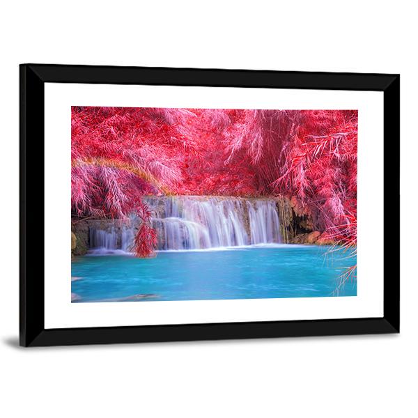 Tat Kuang Si Waterfalls At Luang Prabang Laos Canvas Wall Art-5 Horizontal-Gallery Wrap-22" x 12"-Tiaracle