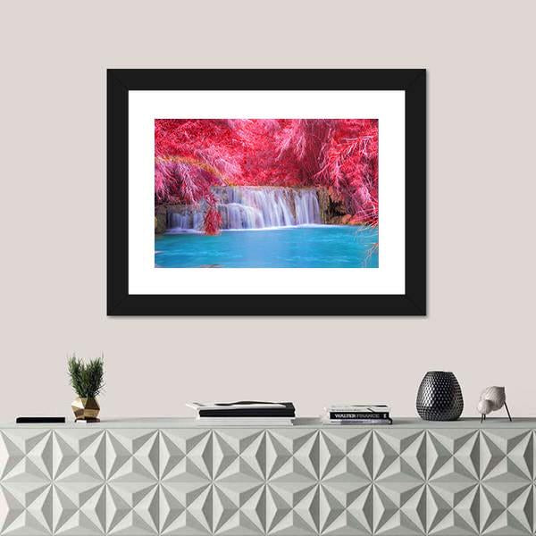 Tat Kuang Si Waterfalls At Luang Prabang Laos Canvas Wall Art-5 Horizontal-Gallery Wrap-22" x 12"-Tiaracle