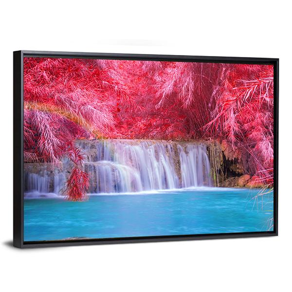 Tat Kuang Si Waterfalls At Luang Prabang Laos Canvas Wall Art-5 Horizontal-Gallery Wrap-22" x 12"-Tiaracle