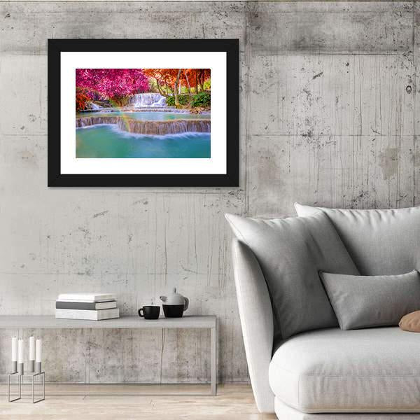 Tat Kuang Si Waterfalls Canvas Wall Art-5 Horizontal-Gallery Wrap-22" x 12"-Tiaracle