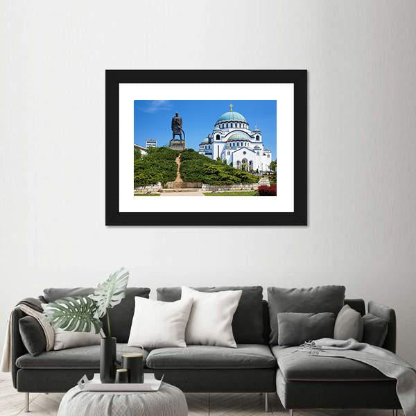 Temple Of Saint Sava Canvas Wall Art-3 Horizontal-Gallery Wrap-25" x 16"-Tiaracle
