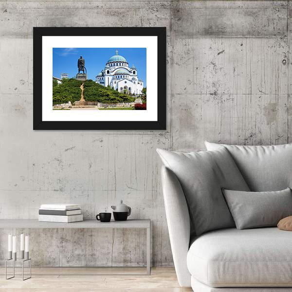 Temple Of Saint Sava Canvas Wall Art-3 Horizontal-Gallery Wrap-25" x 16"-Tiaracle