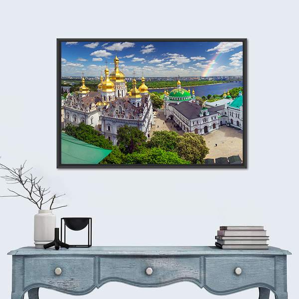 Temples Cathedral In Kiev Ukraine Canvas Wall Art-1 Piece-Floating Frame-36" x 24"-Tiaracle
