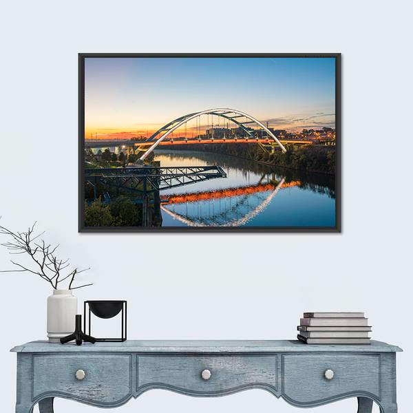 Tennessee Downtown Skyline Canvas Wall Art-1 Piece-Floating Frame-36" x 24"-Tiaracle