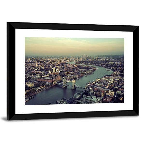 Thames River Aerial View Canvas Wall Art-5 Horizontal-Gallery Wrap-22" x 12"-Tiaracle