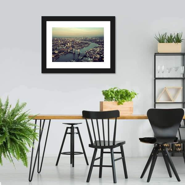 Thames River Aerial View Canvas Wall Art-5 Horizontal-Gallery Wrap-22" x 12"-Tiaracle
