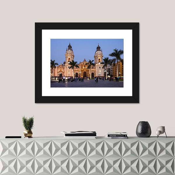 The Basilica Cathedral of Lima Canvas Wall Art-1 Piece-Framed Print-30" x 20"-Tiaracle