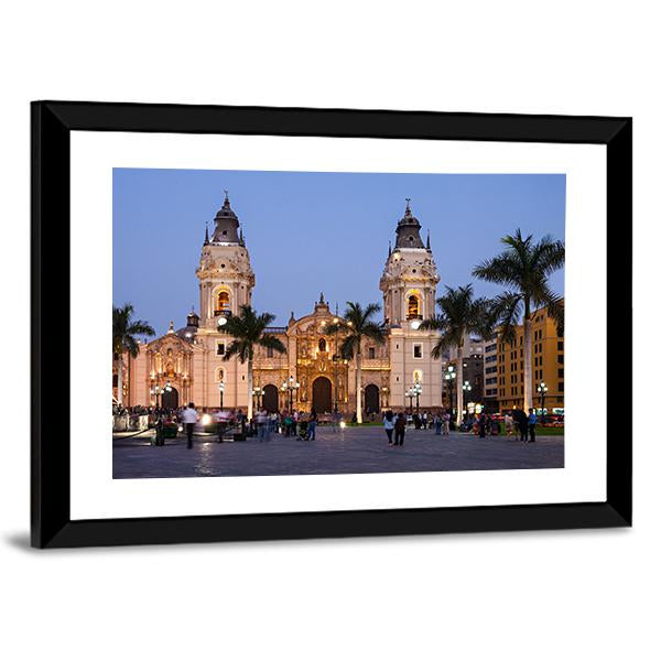 The Basilica Cathedral of Lima Canvas Wall Art-5 Horizontal-Gallery Wrap-22" x 12"-Tiaracle