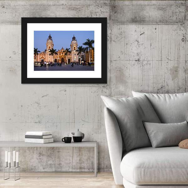 The Basilica Cathedral of Lima Canvas Wall Art-5 Horizontal-Gallery Wrap-22" x 12"-Tiaracle