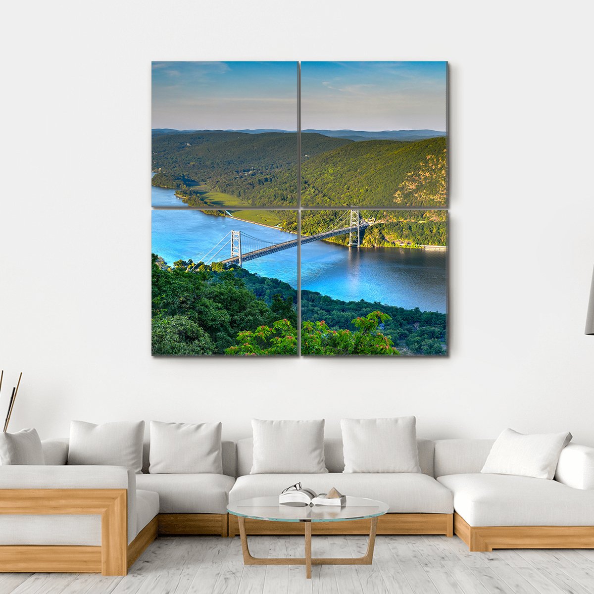 The Bear Mountain Bridge Canvas Wall Art-4 Square-Gallery Wrap-17" x 17"-Tiaracle