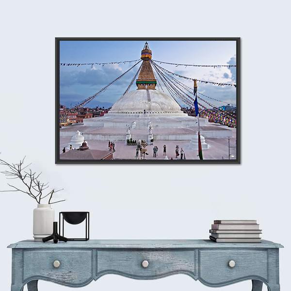The Boudhanath Stupa Nepal Canvas Wall Art-1 Piece-Floating Frame-36" x 24"-Tiaracle
