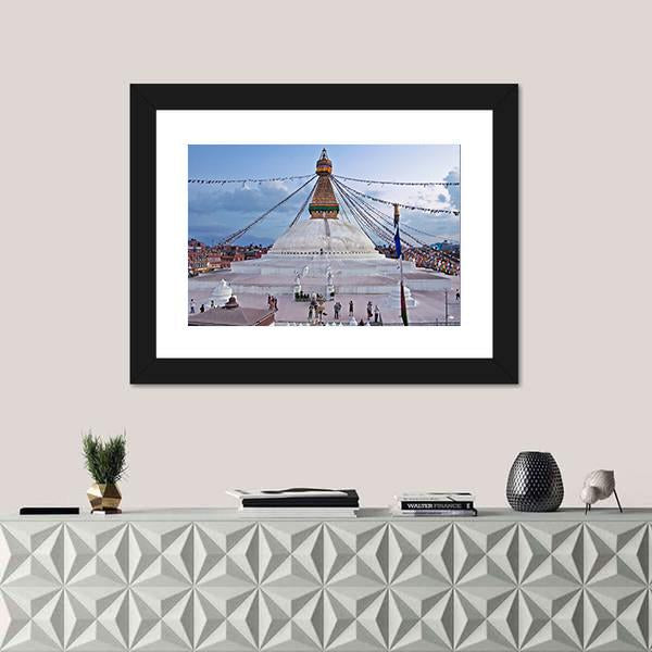 The Boudhanath Stupa Nepal Canvas Wall Art-1 Piece-Framed Print-42&quot; x 14&quot;-Tiaracle