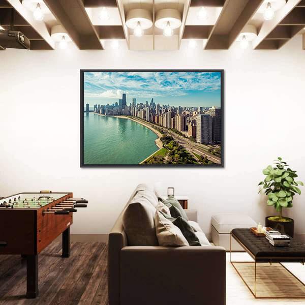The Chicago Skyline Canvas Wall Art-5 Horizontal-Gallery Wrap-22" x 12"-Tiaracle