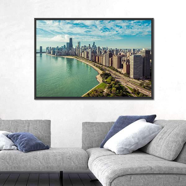 The Chicago Skyline Canvas Wall Art-5 Horizontal-Gallery Wrap-22" x 12"-Tiaracle