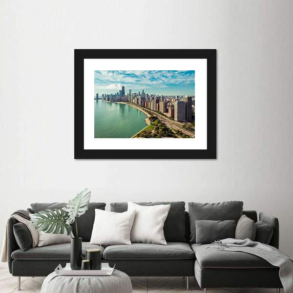 The Chicago Skyline Canvas Wall Art-5 Horizontal-Gallery Wrap-22" x 12"-Tiaracle