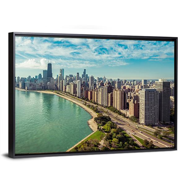 The Chicago Skyline Canvas Wall Art-5 Horizontal-Gallery Wrap-22" x 12"-Tiaracle