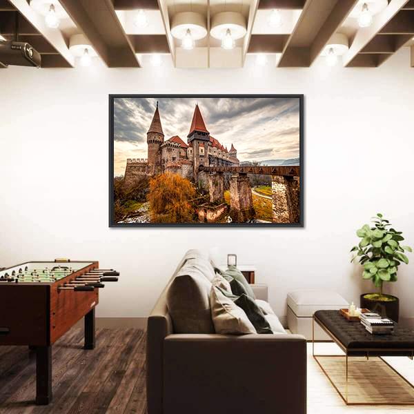 The Corvinesti Castle Romania Canvas Wall Art-5 Horizontal-Gallery Wrap-22" x 12"-Tiaracle