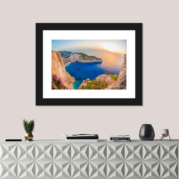 The Navagio Beach With The Shipwreck Canvas Wall Art-1 Piece-Framed Print-30" x 20"-Tiaracle