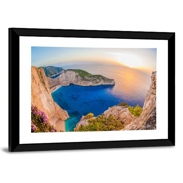 The Navagio Beach With The Shipwreck Canvas Wall Art-5 Horizontal-Gallery Wrap-22" x 12"-Tiaracle