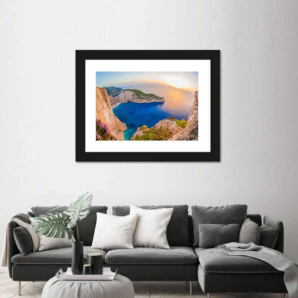 The Navagio Beach With The Shipwreck Canvas Wall Art-5 Horizontal-Gallery Wrap-22" x 12"-Tiaracle