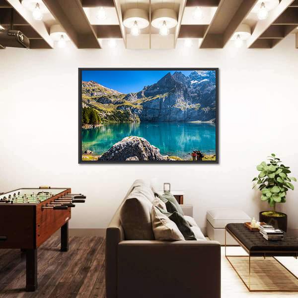 The Oeschinen Mountain Lake Canvas Wall Art-5 Horizontal-Gallery Wrap-22" x 12"-Tiaracle