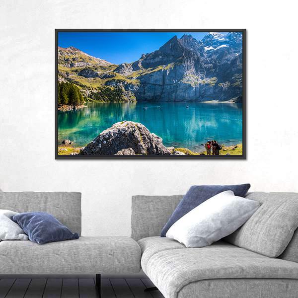 The Oeschinen Mountain Lake Canvas Wall Art-5 Horizontal-Gallery Wrap-22" x 12"-Tiaracle