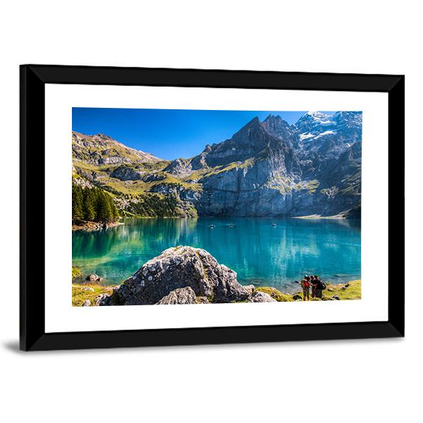 The Oeschinen Mountain Lake Canvas Wall Art-5 Horizontal-Gallery Wrap-22" x 12"-Tiaracle
