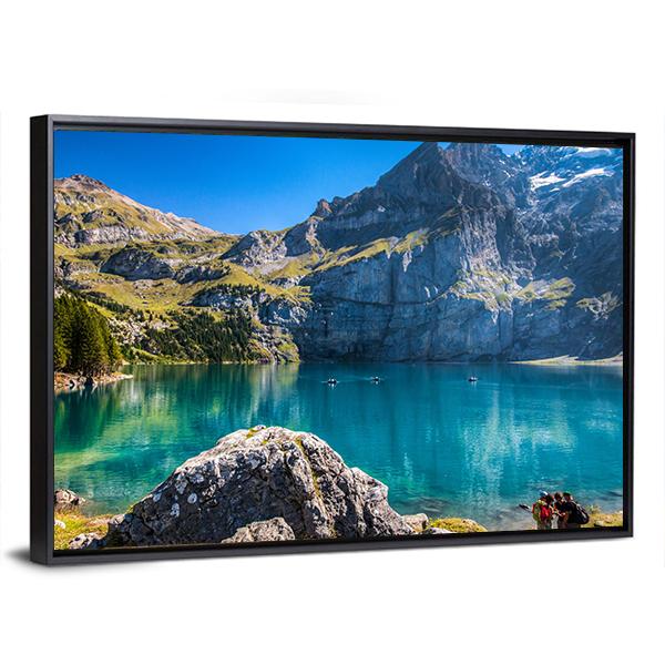 The Oeschinen Mountain Lake Canvas Wall Art-5 Horizontal-Gallery Wrap-22" x 12"-Tiaracle
