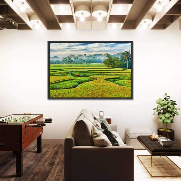 The Paddy Rice Field Canvas Wall Art-3 Horizontal-Gallery Wrap-25" x 16"-Tiaracle