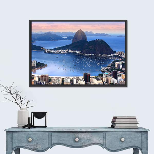 The Rio De Janeiro Brazil Landscape Canvas Wall Art-1 Piece-Floating Frame-36" x 24"-Tiaracle