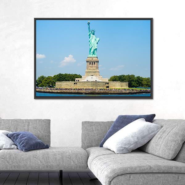 The Statue of Liberty in New York Canvas Wall Art-5 Horizontal-Gallery Wrap-22" x 12"-Tiaracle