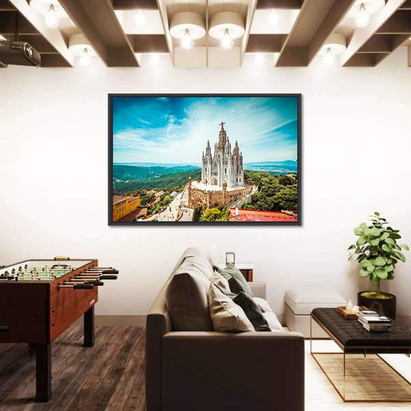 Tibidabo Church In Barcelona Canvas Wall Art-5 Horizontal-Gallery Wrap-22" x 12"-Tiaracle