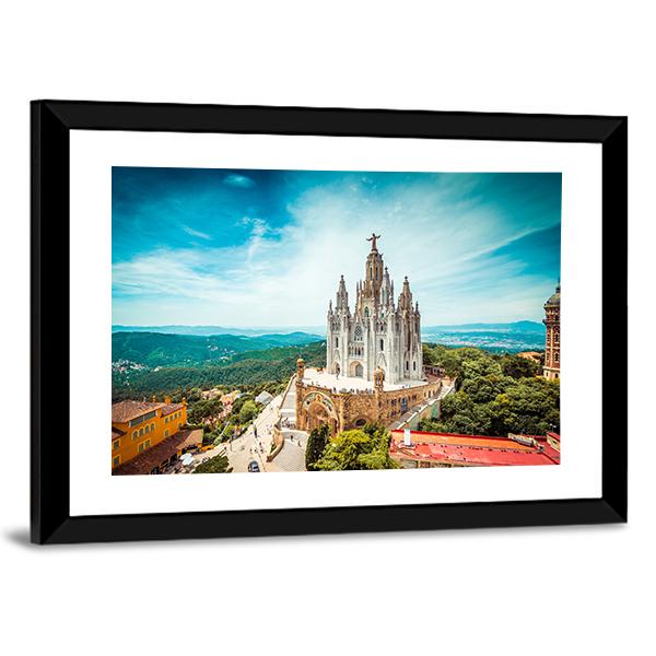 Tibidabo Church In Barcelona Canvas Wall Art-5 Horizontal-Gallery Wrap-22" x 12"-Tiaracle