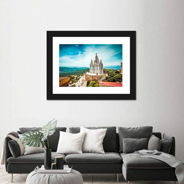 Tibidabo Church In Barcelona Canvas Wall Art-5 Horizontal-Gallery Wrap-22" x 12"-Tiaracle