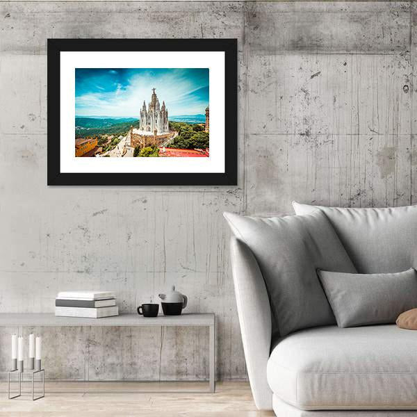 Tibidabo Church In Barcelona Canvas Wall Art-5 Horizontal-Gallery Wrap-22" x 12"-Tiaracle