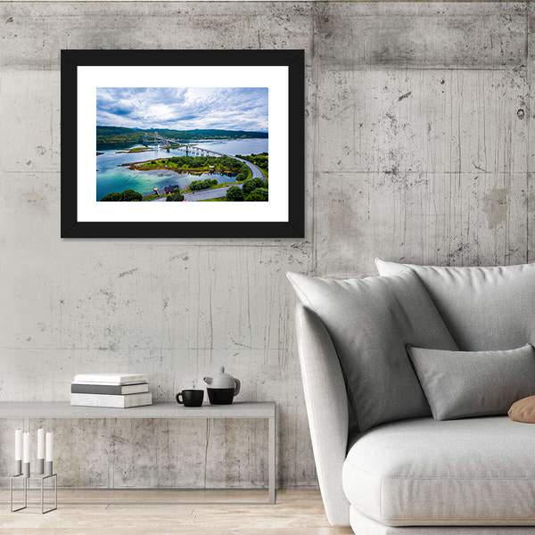 Tjeldsundbrua Bridge Norway Canvas Wall Art-5 Horizontal-Gallery Wrap-22" x 12"-Tiaracle