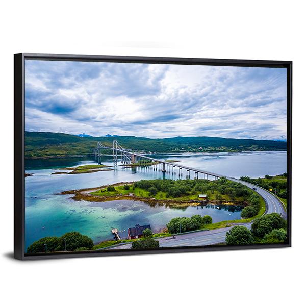 Tjeldsundbrua Bridge Norway Canvas Wall Art-5 Horizontal-Gallery Wrap-22" x 12"-Tiaracle