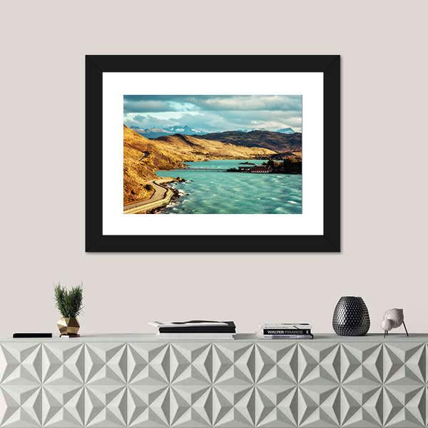 Torres del Paine In Chile Canvas Wall Art-1 Piece-Framed Print-42" x 14"-Tiaracle