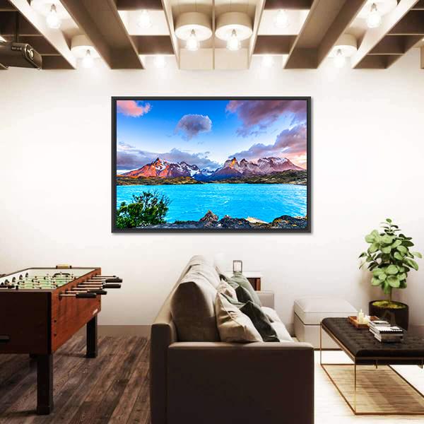 Torres del Paine In Patagonia Canvas Wall Art-5 Horizontal-Gallery Wrap-22" x 12"-Tiaracle