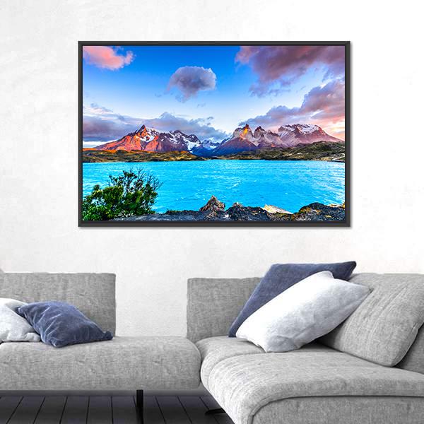 Torres del Paine In Patagonia Canvas Wall Art-5 Horizontal-Gallery Wrap-22" x 12"-Tiaracle
