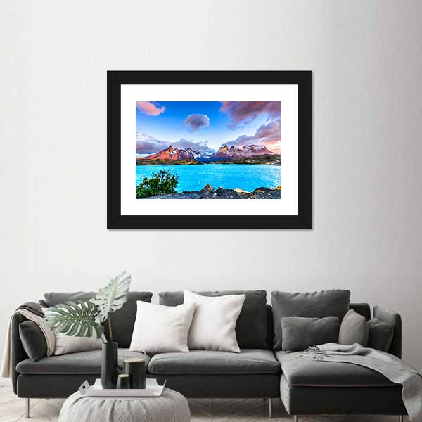 Torres del Paine In Patagonia Canvas Wall Art-5 Horizontal-Gallery Wrap-22" x 12"-Tiaracle