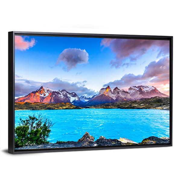 Torres del Paine In Patagonia Canvas Wall Art-5 Horizontal-Gallery Wrap-22" x 12"-Tiaracle