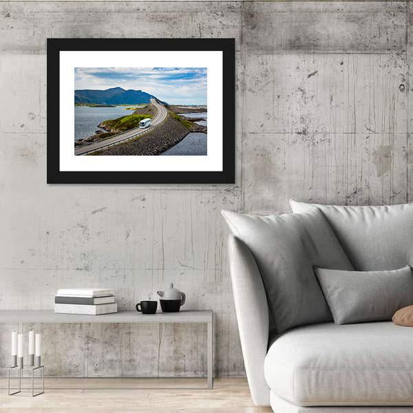 Tourist Bus On Atlantic Road Canvas Wall Art-5 Horizontal-Gallery Wrap-22" x 12"-Tiaracle