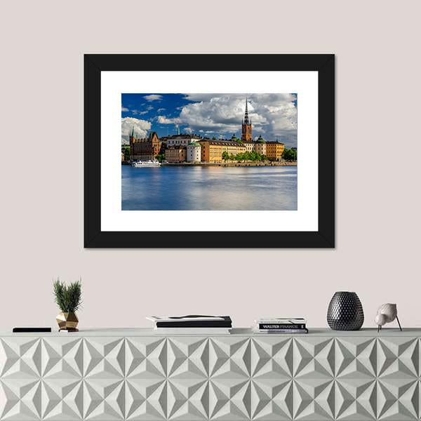 Tourist Ferry On Lake Malaren Canvas Wall Art-1 Piece-Framed Print-30" x 20"-Tiaracle