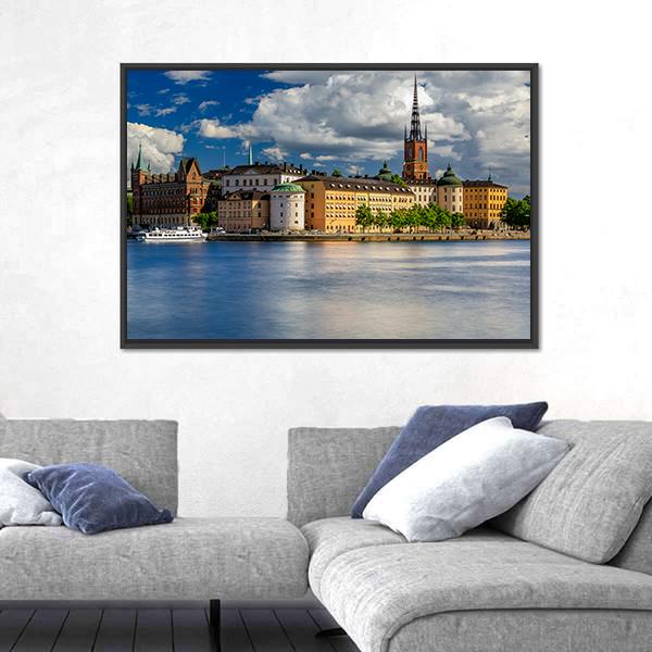 Tourist Ferry On Lake Malaren Canvas Wall Art-5 Horizontal-Gallery Wrap-22" x 12"-Tiaracle